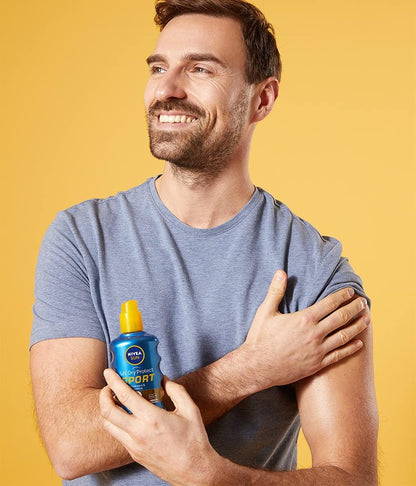 Nivea Sun UV Dry Protect Sport Transparent Sun Protection Spray SPF 50, Sweat-Resistant & Extra Waterproof, 1 X 200 Ml