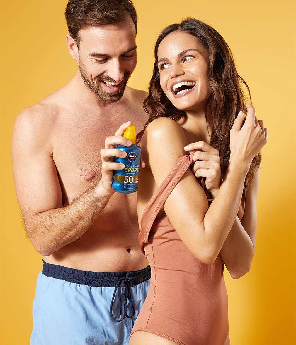 Nivea Sun UV Dry Protect Sport Transparent Sun Protection Spray SPF 50, Sweat-Resistant & Extra Waterproof, 1 X 200 Ml