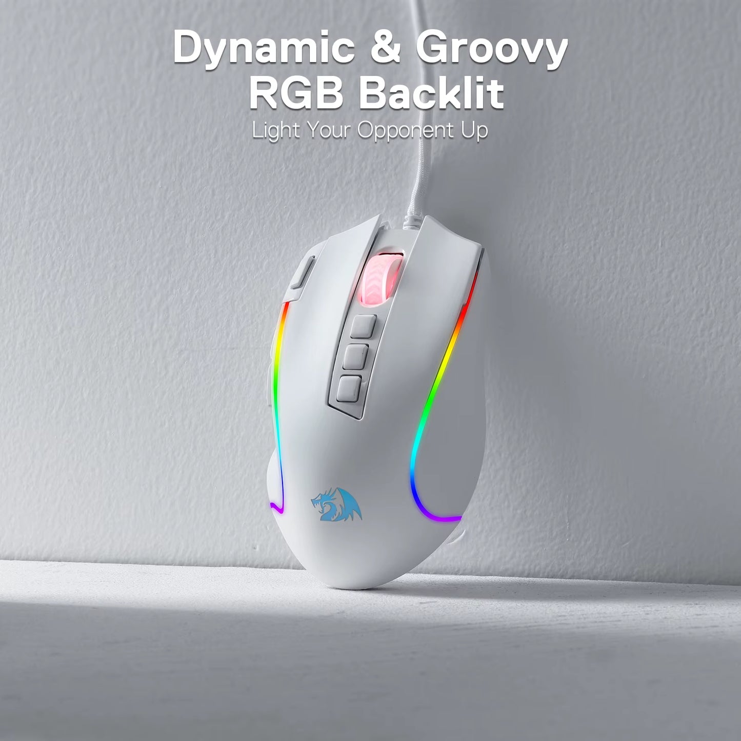 M612 Predator RGB Gaming Mouse 8000 DPI Wired Optical with 11 Programmable Buttons, White